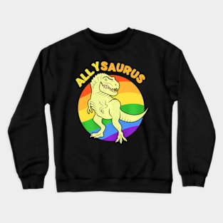 Allysaurus Dinosaur Rex Flag LGBT Ally Crewneck Sweatshirt